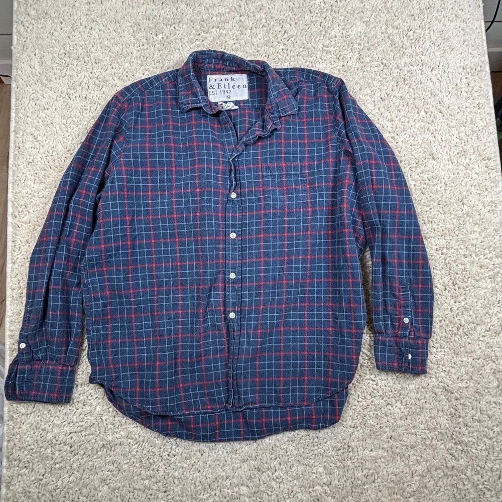 Frank & Eileen Classic Plaid Button Up Shirt Blue Red Cotton‎ Size Medium